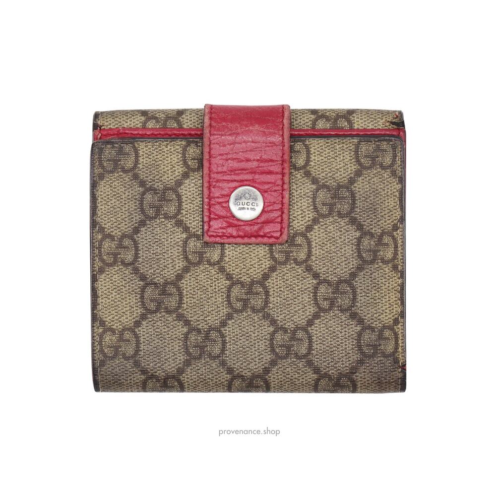 🔴 Gucci Trifold Wallet - GG Supreme Pink - Picture 1 of 9